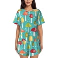 thumbnail image 1 of Fotbe Mushrooms Conjunto de Pijama Estampado para Mujer, 2 Piezas, Ropa de Dormir con Camiseta de Manga Corta y Shorts Suaves-Medium, 1 of 6