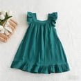 thumbnail image 6 of Eltusu Summer Dresses for Girls, Cotton Ruffle Sleeve Short Sleeve Crewneck Kids Clothes Green Size 2-3 T, 6 of 7