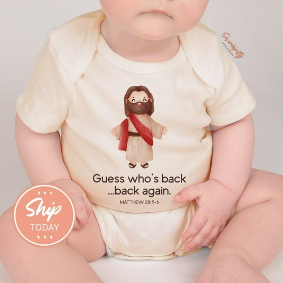 Easter Outfit For Baby, Christian Baby Clothes, Jesus Back Again Baby Onesies, Religious Baby Shower Gift Cute Baby Onesie, BABY BODYSUIT LAT 4424