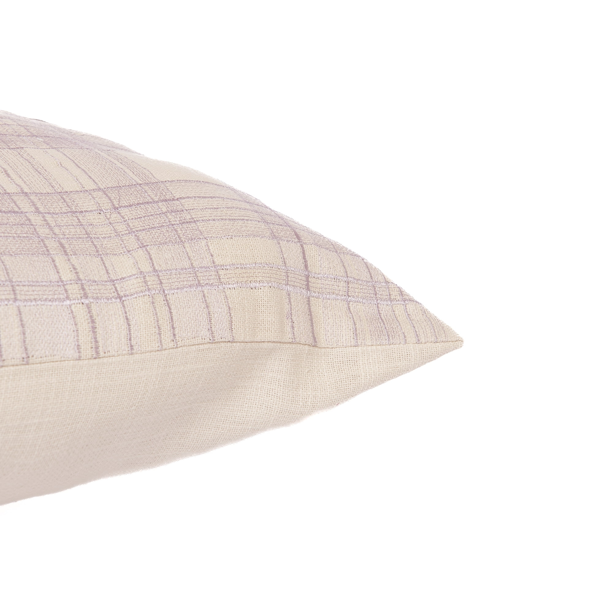 Ox Bay Stacy Garcia 24" x 24" Ivory/Lilac Embroidered Plaid Adult Decorative Throw Pillow