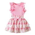 thumbnail image 4 of Zpanxa Girls Outfits Sleeveless Ruffled Round Neck Lace Embroidery Mesh Princess Bow Skirt Top and Pants Set 2-3 Years, 4 of 6