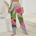 thumbnail image 3 of Pink Tulip Bouquet Art Print Winter Female Pants Flannel High Waist Women Pants Lady Warm Straight Leg Plush Trousers, 3 of 7