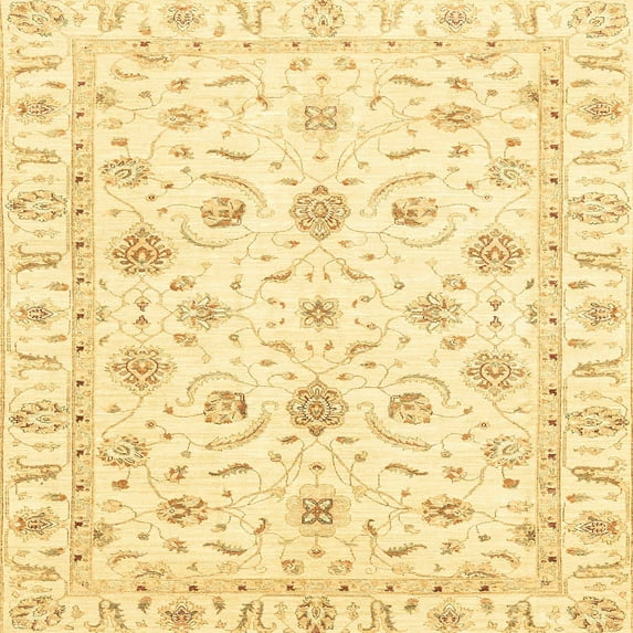 Ahgly Company Machine Washable Indoor Square Abstract Sun Yellow Area Rugs, 7' Square