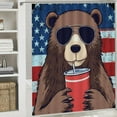 thumbnail image 6 of Autua Bear Sunglasses American Flag Bathroom Shower Curtain Set with Hooks 69"x72, 6 of 7