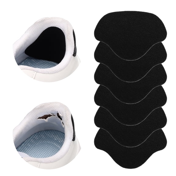 Uxcell 6 Pcs Shoe Heel Repair Patch Self-Adhesive Curved Sneaker Inside Patches Heel Inserts Protectors Repair Pad for Men Women Sneaker Flats Toe Shoes Boots Hole, Black