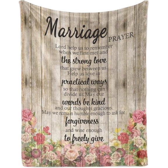 Wedding Anniversary Blanket Gift for Couples Marriage Prayer Gifts Blanket Unique Newlywed Gifts Engagement Gifts for Couples Marriage Gift for Couple Mom Dad Parents for Valentines, Birthday 60"X50"