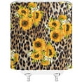 thumbnail image 3 of Sunflower Shower Curtain Brown Leopard Cheetah Skin Print Mix Sunflower Blossoming Creative Funny Rustic Art Bathroom Decor Fabric Curtain with plastic hooks, 3 of 3