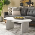 thumbnail image 2 of SAFAVIEH Syura Modern Oval Wood Coffee Table, White Wash, 2 of 10