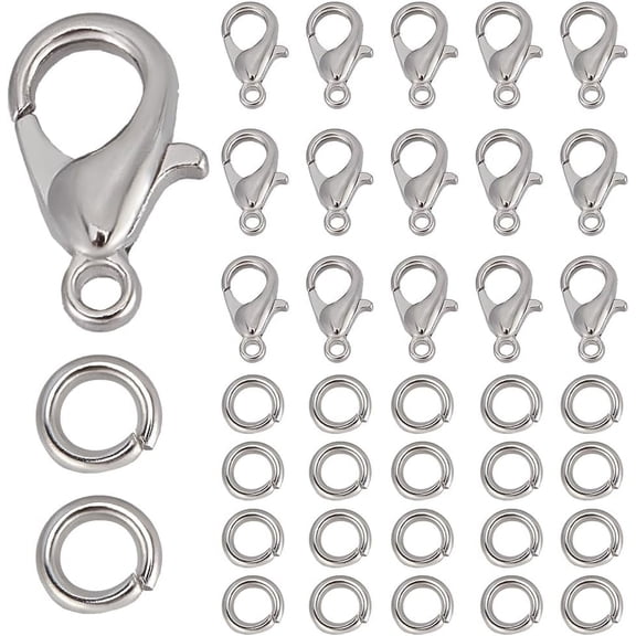 800Pcs Lobster Claw Clasp Bulk Open Jump Rings and Lobster Clasps Alloy Silver Ring Swivel Clips Fasteners Hook for Making Women Bracelet Necklaces DIY Crafting Supplies Colorful