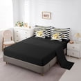 thumbnail image 3 of Homewish Fashion Perfume Print 7pcs Queen Bedding,Black White Stripes Bedding Comforter Set Queen,Yellow,Black Reversible, 3 of 8