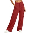 thumbnail image 5 of SYwaren Women's Athletic Sweatpants Casual Cargo Button Multi Pocket Solid Fall Winter Utility Everyday Lounge Pants, 5 of 8