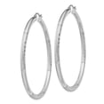 thumbnail image 2 of Sterling Silver Rhodium-plated 3.00mm Satin Diamond-cut Hoop Earrings, 2 of 3