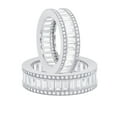thumbnail image 3 of Full Eternity Diamond Wedding Band, Triple Row Baguette Cut And Round Cut Diamond Engagement Ring, Channel Set Diamond Band, 926 Sterling Silver, 2.5 Ct Simulated Diamond, Anniversary Band, 3 of 5