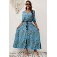 thumbnail image 5 of Womens Bohemian Button Down Tassel Belt Printed Maxi Dress (M, MultiBrown), 5 of 9