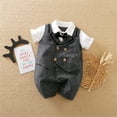 thumbnail image 3 of WIBACKER 0-18M Newborn Baby Boys Gentleman Romper Infant One Piece Short Sleeve Bowtie Outfit Formal Wear Tuxedo Suit, 3 of 6