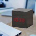 thumbnail image 4 of Reloj despertador digital de madera con luz LED, mini, moderno, con forma de cubo, para escritorio, muestra la hora, la fecha y la temperatura, ideal para niños, dormitorios, hogar y viajes., 4 of 5