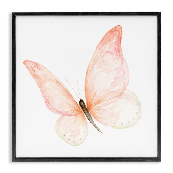Stupell Industries Cottage Pink Butterfly Watercolor Kids' Nursery Insect Black Framed Giclee Art, 12 x 12, by Fox Hollow Studios