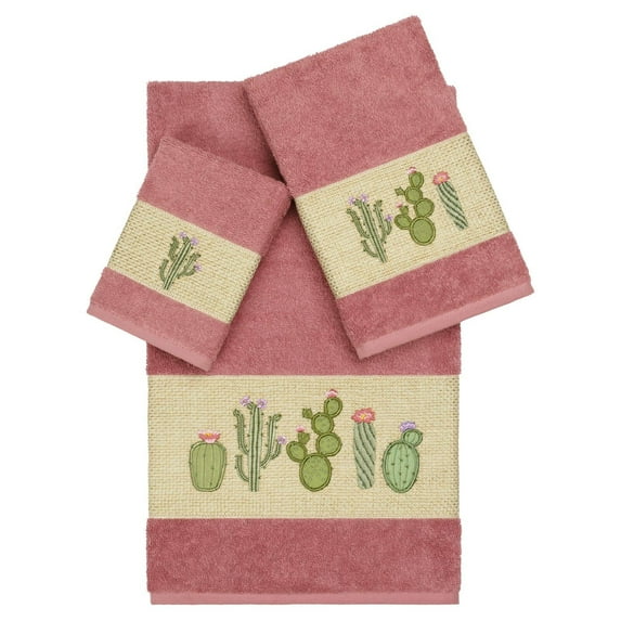 Linum Home Textiles Mila 3 Piece Embellished Turkish Cotton Towel Set