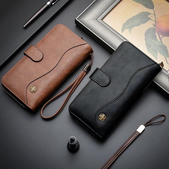 UPOUART Cartera Larga Para En Negro Con Durabilidad Y Gran Almacenamiento Para Tarjetas