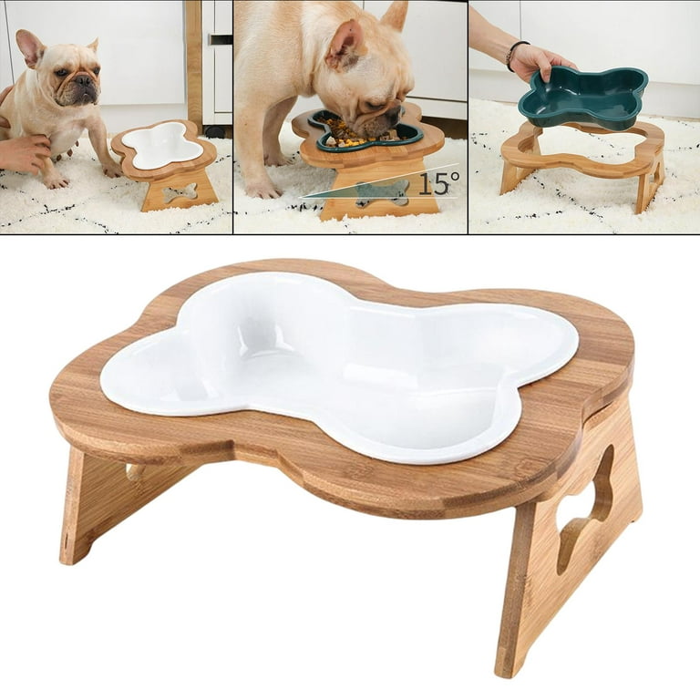 15° Tilt Elevated Pet Dog Cat Bowl Feeder Raised Stand Food Water Bowls  Non-Slip