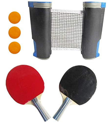 Retractable Ping Pong Tabletop Tennis Set Expandable Net 2 Paddles & 3 Balls 