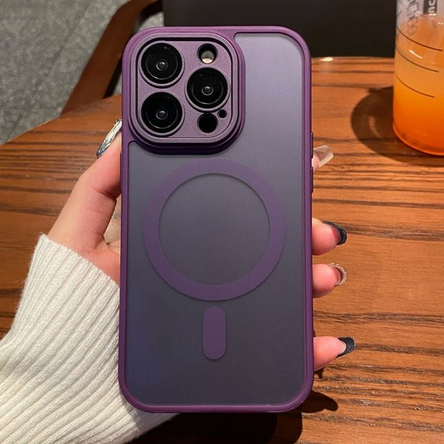 Luxury Matte Shockproof Phone Case For iPhone 11 12 13 14 15 16 Pro Max Plus Magsafe Wireless Charge Magnetic Cases Cover PURPLE For iPhone 13Pro Max