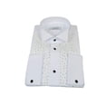 thumbnail image 2 of Men CEREMONIA Tuxedo Shirt Rhinestone Cotton Turkey #Milano 13 White Wing Tip, 2 of 11