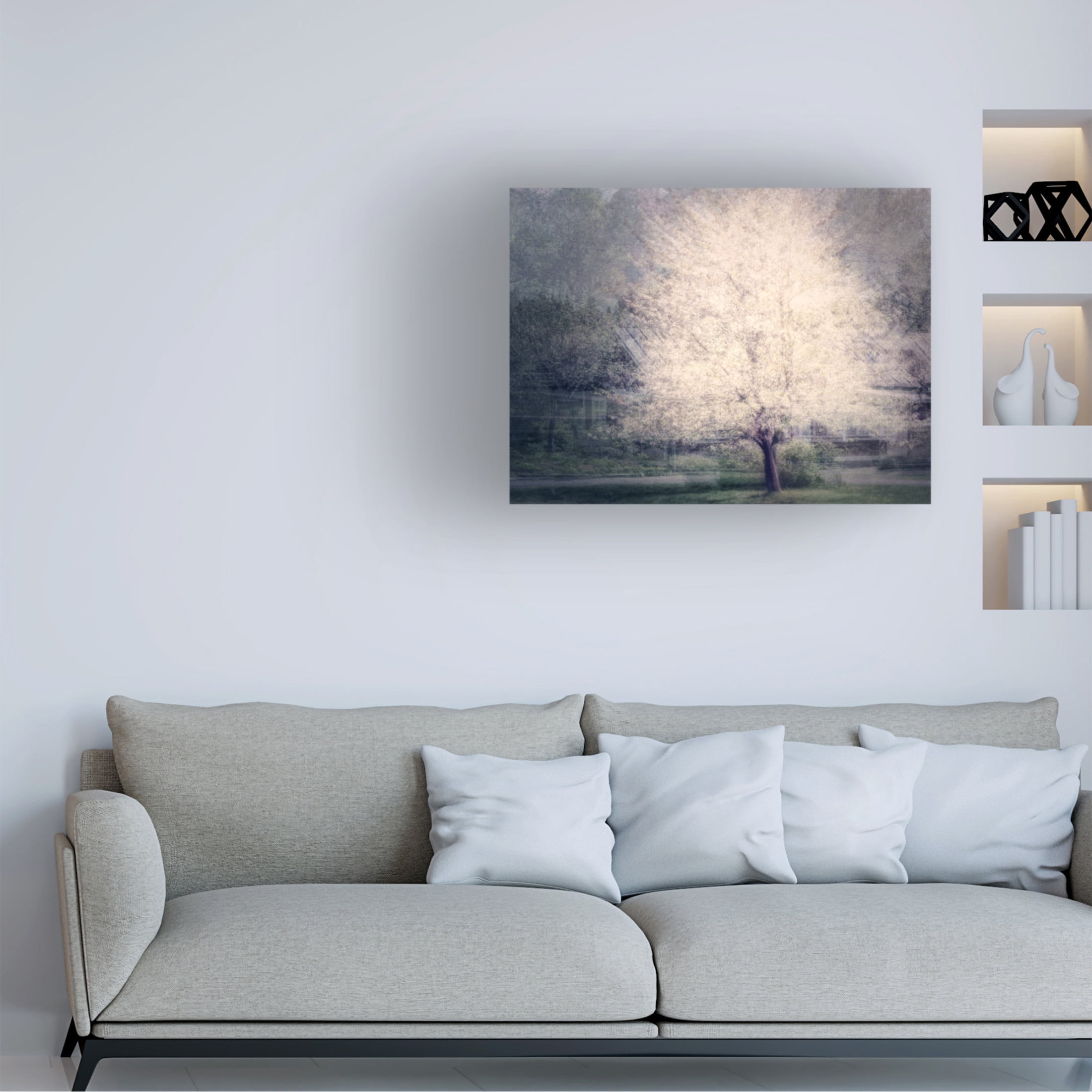 Canvas Wall Art - Delphine Devos 'Apple Tree In Bloom' Wall Art for Living Room, Bedroom, or Office Décor by Trademark Fine Art - 47 x 35 Inches