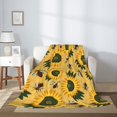 thumbnail image 2 of Throw Blanket for Couch Sofa and Bed, Bees and Sunflowers A Super Soft Plush Throw Blanket, Fuzzy Cuteness Comfy Warm Washable Flannel Blanket & Throws for All Season 50"x40", 2 of 5