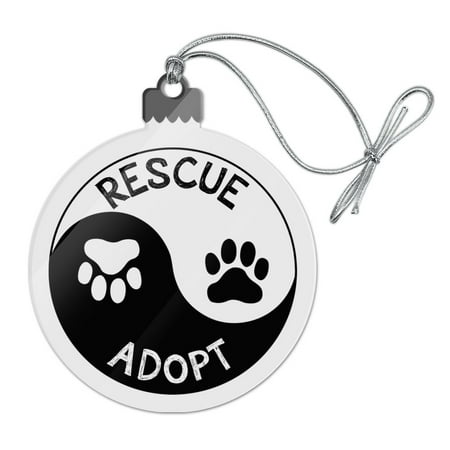 - Rescue Adopt Yin Yang Paw Prints Dogs Cats Acrylic Christmas Tree Holiday Ornament