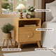 thumbnail image 3 of Moderno fluted night stand - wood bedside mesa con estación de carga, cajones, y almacenamiento estante para sala de estar y dormitorio, 3 of 4
