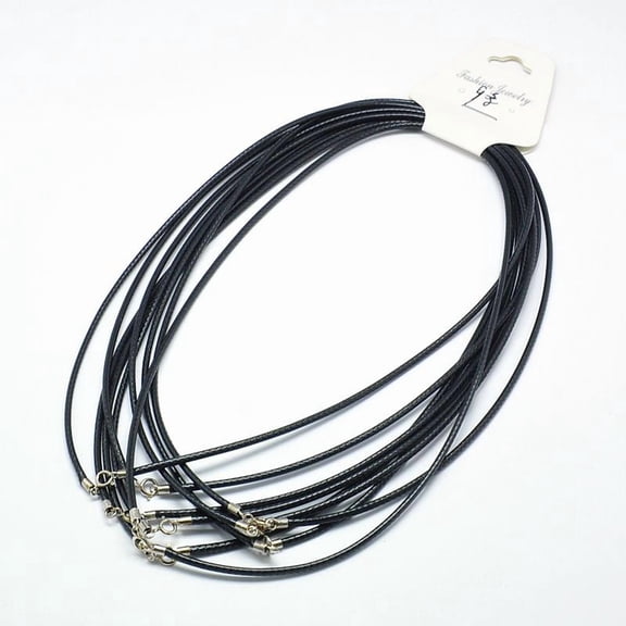 Waxed Cotton Cords for Necklace Making with 925 Sterling Silver Findings and Spring Ring Clasps Black 18 inch(45.8cm)
