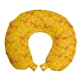 thumbnail image 1 of Flower Travel Pillow Neck Rest, Floral Theme Botanical Motif with Spring Blooming Orange Lilies Pattern, Memory Foam Traveling Accessory Airplane and Car, 12", Orange and Pale Orange, by Ambesonne, 1 of 2