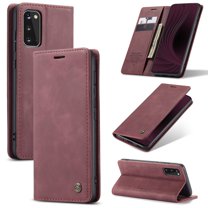 Dteck Wallet Case For Samsung Galaxy S20 6.2 inch, Premium PU Leather Wallet case Magnetic Flip Folio [Kickstand Feature] with ID&Credit Card Pockets,Wine Red
