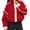 Red, variant on Women's Sherpa Fleece Zip-Up Jacket Contrast Fall Winter Warm Sweatshirt(Red,XL)