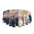 thumbnail image 5 of Pioneer Flower Floral Print Pattern Round Tablecloth 60"x60",Wrinkle Wipeable Table Cloth for Kitchen Dining Room Picnic Patio Party, 5 of 6