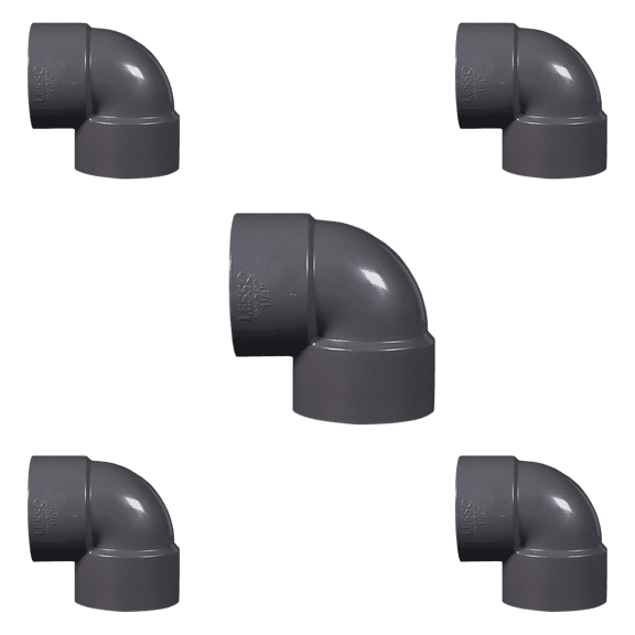 Lesso America 808-003 (5 Pack), Plumbing, PVC Pipe Fitting,90°Ell , SCH80, 3/8"