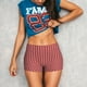 thumbnail image 3 of Fotbe Stripes Red White Shorts Sin Costuras – Shorts Deportivos de Cintura Alta para Mujer, Elásticos para Gimnasio, Yoga, Running o Ciclismo-Medium, 3 of 8