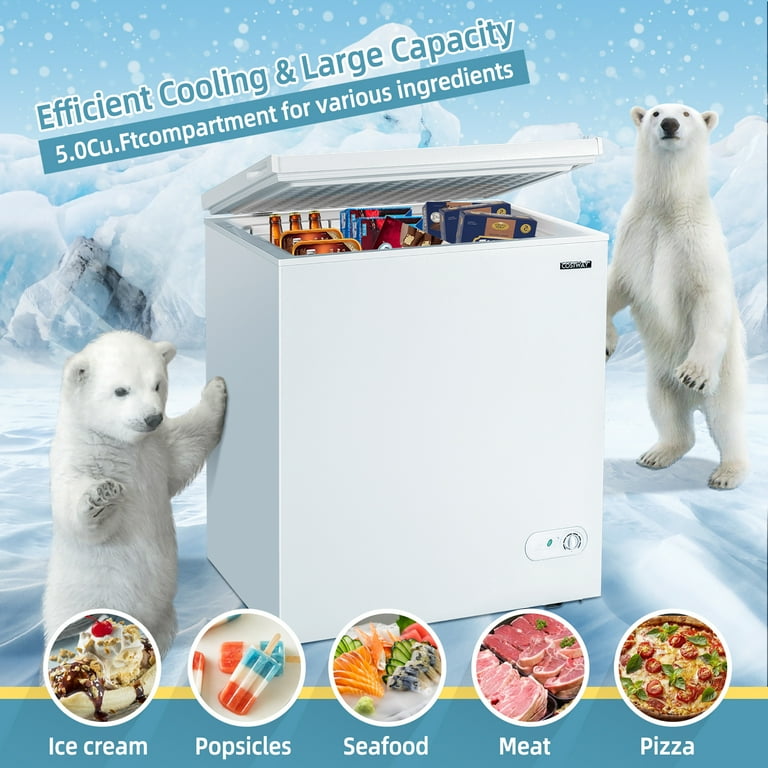 Costway 5.2 Cu.ft Chest Freezer Upright Single Door Refrigerator w