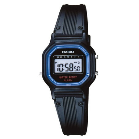 Casio Women's Daily Alarm Digital Watch, Black/Blue LA11WB-1