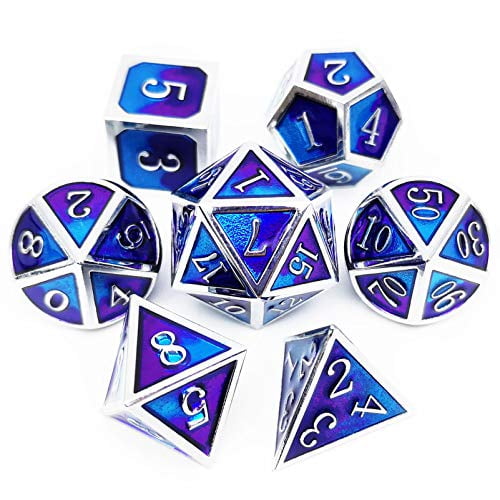 Haxtec Silver Purple Blue Dnd Metal Dice Set D D Dragon Dice For Dungeons And Dragons Ttrpg Myth Walmart Com Walmart Com