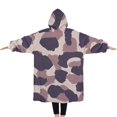 thumbnail image 2 of Oversized Wearable Blanket Hoodie,Pink and Purple Of Leopard Print Sherpa Blanket Hoodie with Super Pockets,Super Warm Fuzzy Pullover for Women & Men, 2 of 6