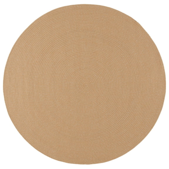 SAFAVIEH Braided Rishika Solid Machine Washable Reversible Area Rug, Beige/Tan, 6' x 6' Round
