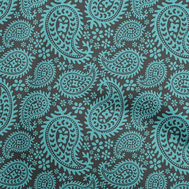 oneOone Velvet Gray Fabric Asian Paisley Block Sewing Material Print Fabric By The Yard 58 Inch Wide