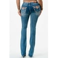 thumbnail image 3 of Grace in LA Women's Western Steerhead Embroidered Flap Pockets Bootcut Jeans (25, Blue Stonewashed), 3 of 3