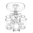 thumbnail image 1 of Dispensador de bebidas con juego de 6 vasos de chupito - Dispensador de licor acrílico sin contacto para bebidas, sidras y cócteles, 1 of 7