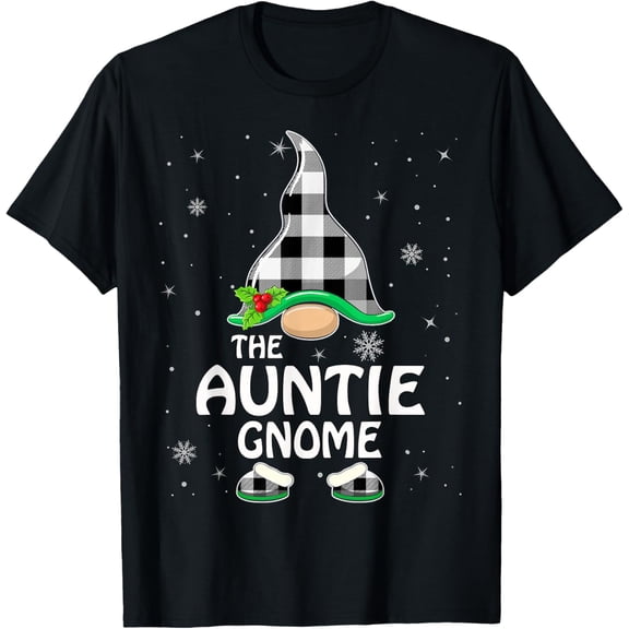 Auntie Gnome Buffalo Plaid Matching Family Group Christmas T-Shirt