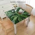 thumbnail image 2 of COMIO Square Fitted Tablecloth Tropical Leaves Dense Jungle Palm Tree Branch Rainforest Green Decorative White, 2 of 7