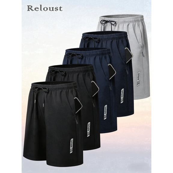 Mens Shorts 5 Pack Gym Shorts for Men Running Workout Shorts Quick Dry Athletic Shorts for Men Lightweight Breathable Sweat Shorts with Zipper Pockets Elastic Drawstring Waist Active Training Shorts