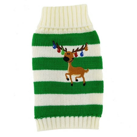 AkoaDa Christmas Pet Costume Reindeer Pet Cat Dog Sweater Striped Puppy Knit Coat Warm Small Dogs Clothes